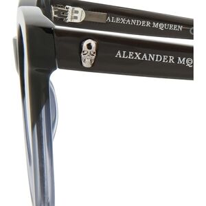 Alexander McQueen Womens Cat Eye Grey Grey Blue Fashion Designer Eyewear Overs